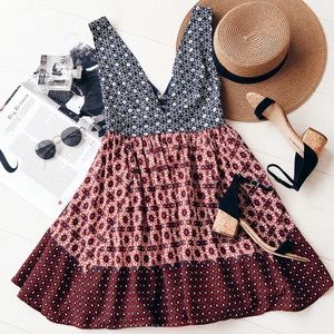 La vie en roses navy blue and red floral dress